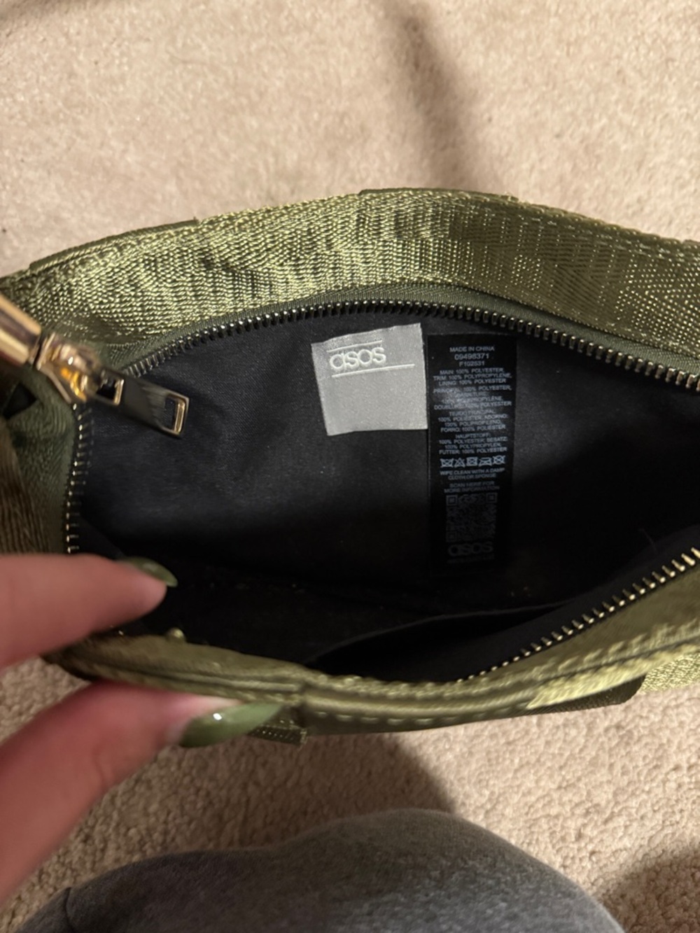 ASOS Olive Green Woven Mini Bag - Picture 3 of 3